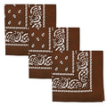 Motique Accessories Set of 3 Paisley Bandanas – 100% Cotton 22 Inch Head Scarf Neck Bandana Face Cover - color: Brown