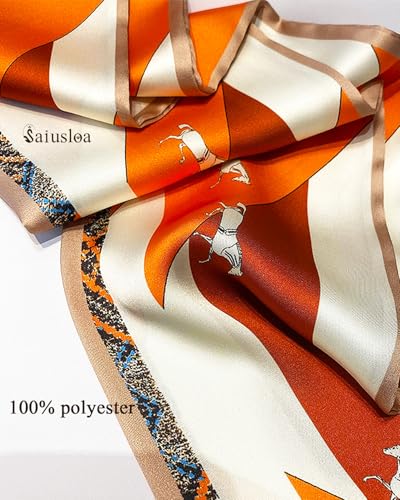 Purse Scarf For Handbags Head Scarves For Women's Hair Bags Scarfs Long Skinny Scarves Fashion Silky - color: A21-orange Horse