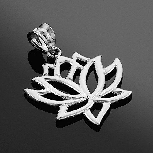 Claddagh Gold 925 Sterling Silver Lotus Flower Pendant Necklace