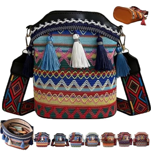 Handmade Native American Handbags, Woven Tassel Bucket Bag, Vintage Bag for Women Travel - color: 1pc-e