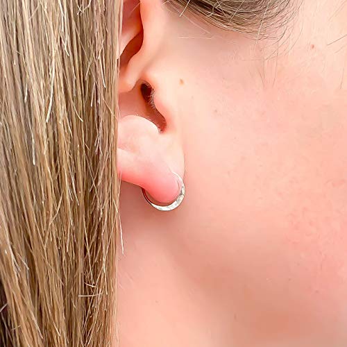 Hoop Earrings for Women, 14K Rose Gold FIlled, 20mm, Hammered Texture, Hoop Earrings Hypoallergenic Sensitive Ears, Hoop Earrings Set, Rose Gold Earrings Nickel Free - size: 10mm