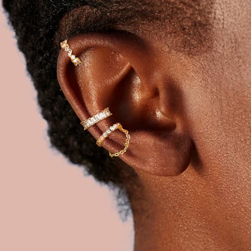 Dochais Ear Cuffs Non-Piercing Earrings for Women Cute Small Clip-On Cartilage Earring 14k Gold Plated Dainty Fake Piercings Earings - style: G2