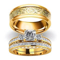 3Pcs Moissanite Wedding Rings Sets for Couples, s925 10K 14K 18K Real Gold Wedding Rings Sets for Him and Her, Customized Matching Engagement Bands Set for Men and Women Free Engraving - style: Style-5