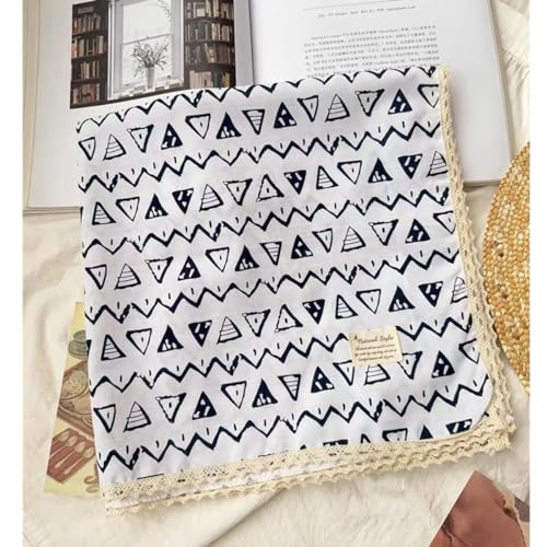 Soft Cotton Like Lace Bandana Headband, Head Wrap, Protective Coverage, Hair Neck Scarf for Women 24 x 24 inch - color: Cas025 - Triangle W