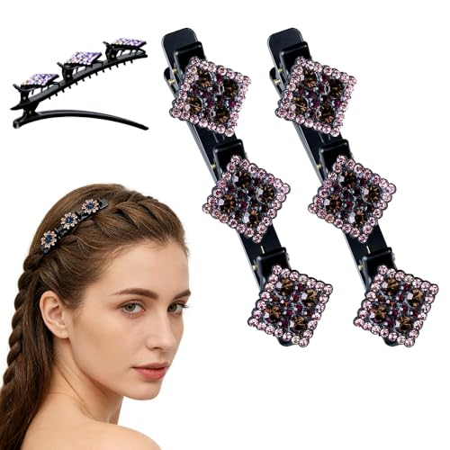 Sparkling Crystal Stone Braided Hair Clips, 2026 New Rhinestone Hair Clips Hair Braid Clips, Girls/Women Hair Accessories for Styling Sectioning (14#) - color: 14#