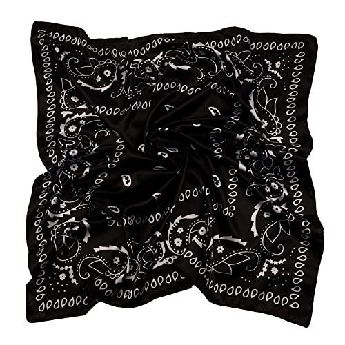 NZKNP Silk-Like Head Scarf - Women's Bandana Wraps - color: 31-black, size: 35"*35"