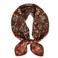 Relang Fashion Silk Satin Head Scarf for Women Hair Bandana Hair Scarf Wrap Neck Scarf for Women 27.5×27.5 inches - color: Brown and Red 02