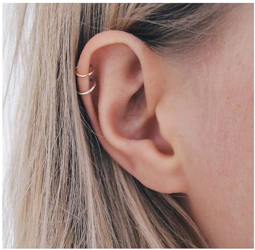 MILACOLATO 4Pcs 925 Sterling Silver Ear Cuffs for Women 14K Gold Plated Adjustable Ear Cuffs Non Piercing Minimalist Ear Cuff Earrings Fake Helix Cartilage Clip on Earrings Hypoallergenic - color: Gold