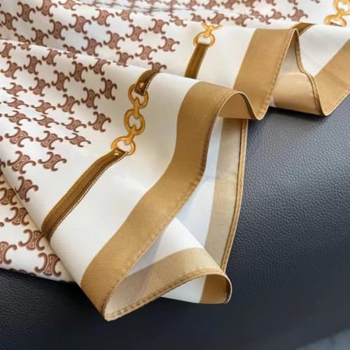 Women's Square Silk Like Head Scarf Large 35 inch Silk Feeling Hair Wrapping Satin Scarves for Sleeping Bandanas - color: A002-2 Twill Light Brown