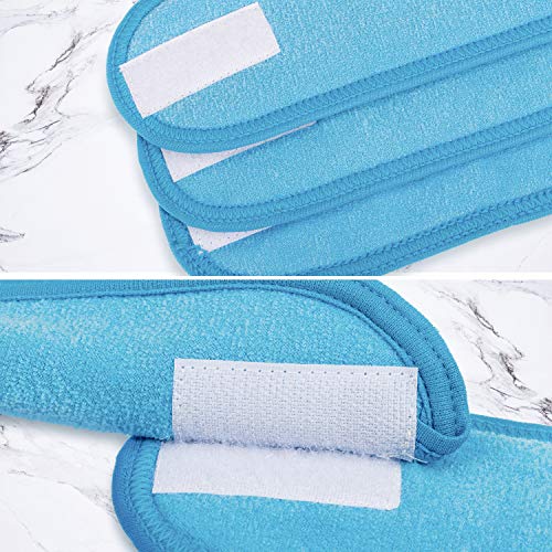 Whaline 4 PCS Spa Headband, Make up Hair Band, Stretch Terry Cloth Headband for Sport Yoga Shower (Blue) - color: Blue