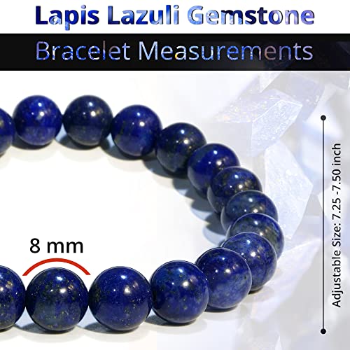 ANAYA AGATE Healing Crystal Bracelet for Women and Men – 8mm Round Beaded Bracelet for Men and Women – Unisex Stretchy Gemstone Bracelet for Healing and Protection - color: Lapis Lazuli