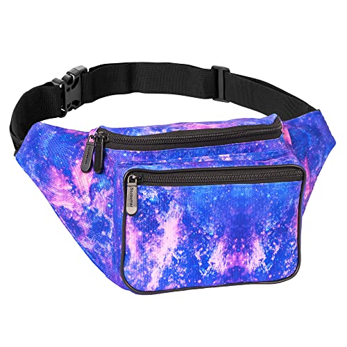 Fanny Pack Belt bag - Crossbody Waist Bag for Men or Women - Hands-Free, Waterproof Large Bumbag for Hiking, Running, and Travel (Galaxy Outer Space) - color: Outter Space