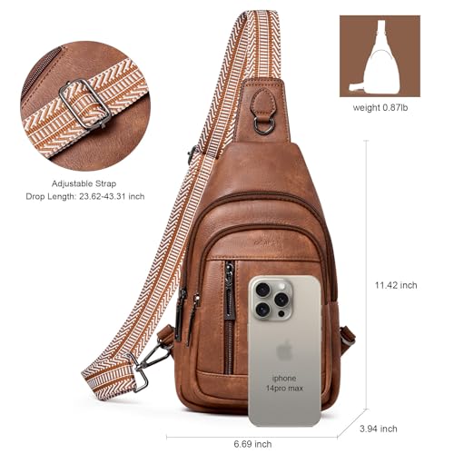 cakang Womens Sling Bag Crossbody Bags for Women Vegan Leather Sling Backpack Daypack Fanny Pack Crossbody Purse Travel - color: 2-brown