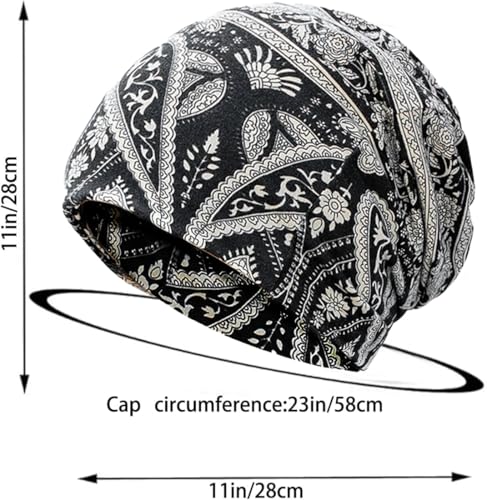 Women's Slouchy Beanie Cap Chemo Headwear Hats Scarf - color: G - Black White