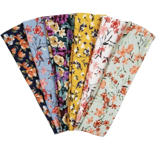 TERSE Headbands for Women Trendy Floral Print - Non Slip Summer Head Bands Soft Fabric Hair Bands for Workout Yoga Running Sport - color: Headbands Color-Floral Print B