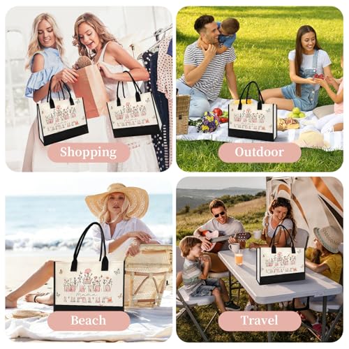 Mom Mama Bag - Large Tote Bag for Women, Beautiful Floral Print Mothers Day Gifts for Mom, New Mom Birthday Gifts, Durable Reusable Grocery Bags for Shopping Beach Travel Work