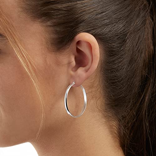 Amazon Essentials 14K Gold or Sterling Silver Plated Polished Dome Hoop - color: Silver, size: 35 mm