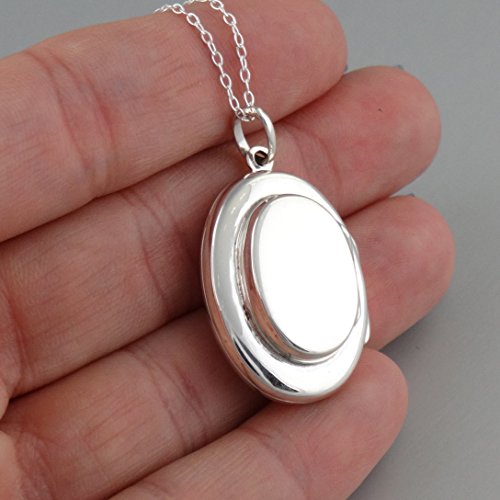 FashionJunkie4Life Sterling Silver Oval Locket Necklaces for Women, 18" Cable Chain - style: Double Layered