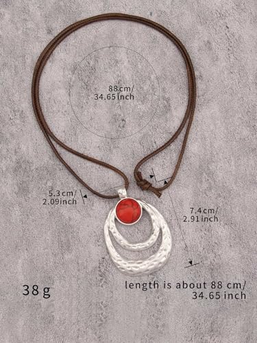 Chunky Necklace for Women Boho Pendant Necklace Statement Western Choker Necklaces for Women Vintage Bohemian Jewelry - style: Boho Style Long Necklace