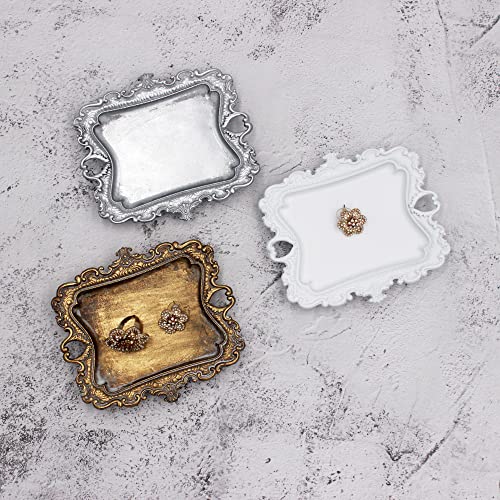(2 Pack) Vintage Small White Ring Dish, Birthday & Wedding Gifts for Women，Wedding Ring Tray - White - color: White (2 Pack)