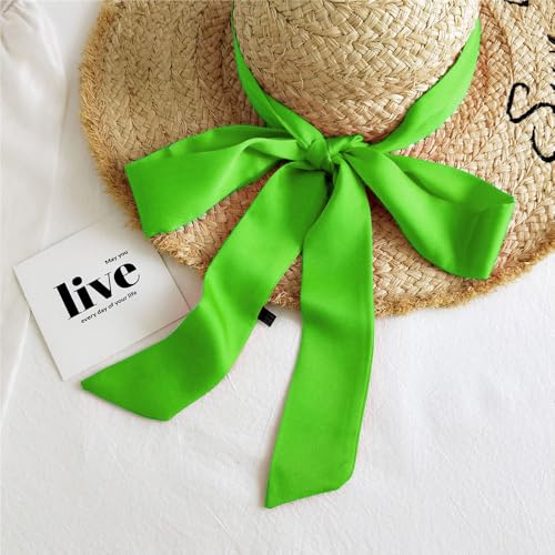 Long Thin Skinny Scarf Satin Neckerchief Ribbon Tie Waist Belt for Women - color: Fruit Green