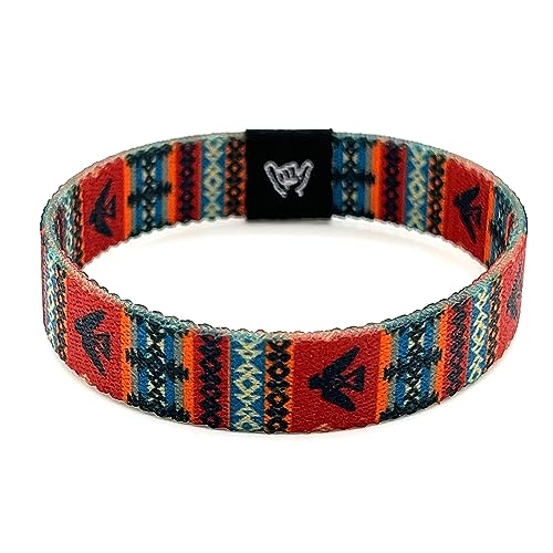 Hang Loose Bands - Southwestern Bracelet for Men, Women & Teens - Comfy Tribal Print and Boho - Western Style Reversible Wristband - Thunderbird | Medium: 7.5" (for large wrists)