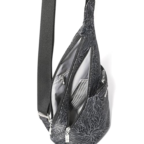 Baggallini Mini Sling - 12x7 Sling Crossbody Bag Backpack with Adjustable Shoulder Strap - color: Midnight Blossom