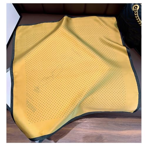 Aufeel Women's 100% Pure Mulberry Silk Small Square Scarf - Neckerchief Women - Silk Headscarf - 21" x 21" - color: Dotdot Yellow