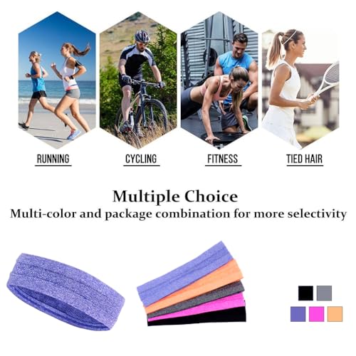 Workout Headbands Non Slip Headband Sport Headbands Sweatbands Elastic Sport Hair Bands for Sports Travel Indoor Fitness Gym - color: mix2