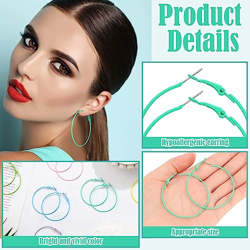 Sasylvia 16 Pairs Colored Hoop Earrings for Women Matte Colorful Hoop 80s Retro Neon Summer Drop Earrings - style: Thin