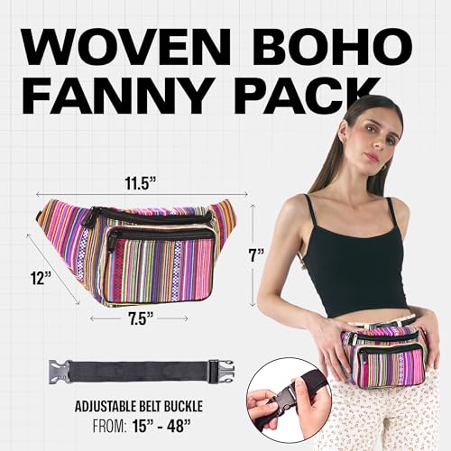 Fanny Pack Belt bag - Crossbody Waist Bag for Men or Women - Hands-Free, Waterproof Large Bumbag for Hiking, Running, and Travel (Rose Vert) - color: Rose Vert v2