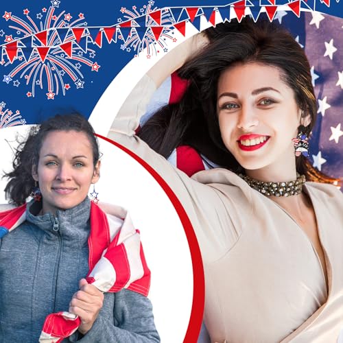 Nosiny 4th of July Earrings Patriotic Independence Day Earrings Bulk Acrylic 250th Anniversary Memorial Day Jewelry for Women