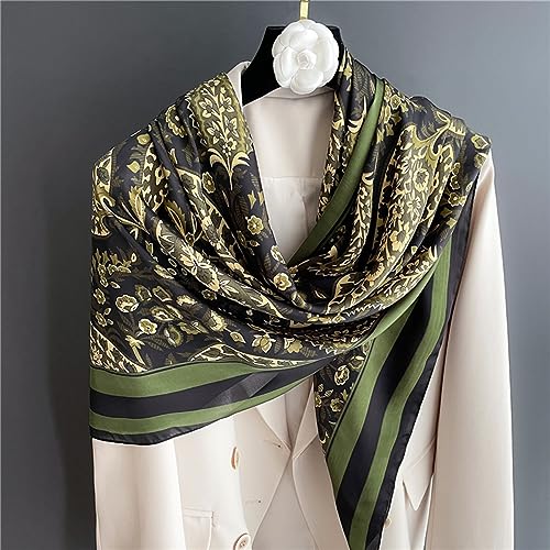 XL 43 Inch Extra Large Square Scarf Fashion Scarves Silk Feeling Hair Scarf Wrapping Scarfs Night Sleeping Headscarf - color: Ba1015