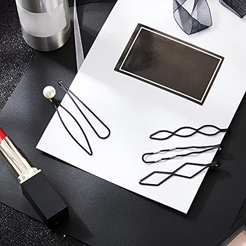 10 Pieces Geometric Metal Hair Clips and Barrettes - Minimalist Hair Accessories for Women and Girls, Wedding, and Styling (Black) - color: Black