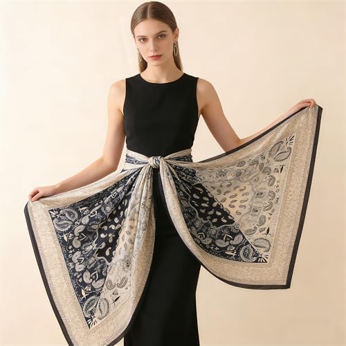 Silk Scarf Mulberry Silk Fashion Scarves Long Lightweight Shawl Wrap … - color: W16