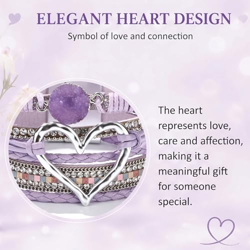 Long tiantian Boho Leather Wrap Bracelets Gifts Trendy Stuff Layered Bangles Bracelets for Women Modern Stackable Infinity Bracelets Bohemian Jewelry Gifts for Women Birthday Gifts - color: A4:Bangle Bracelets(purple)