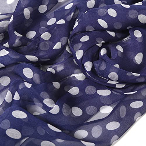 E-Clover Unique Fashion Women's Scarf Chiffon Sheer Scarves for Women Lightweight - color: Polka Dot-navy White
