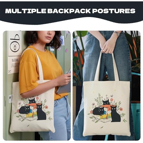 1 Pack Reusable Canvas Cute Shoulder Bag,Made of 10 oz Canvas Tote Bag for Women,for Grocery, Shopping, Beach and Daily Use(Cat) - color: A1-cat 1 Pack