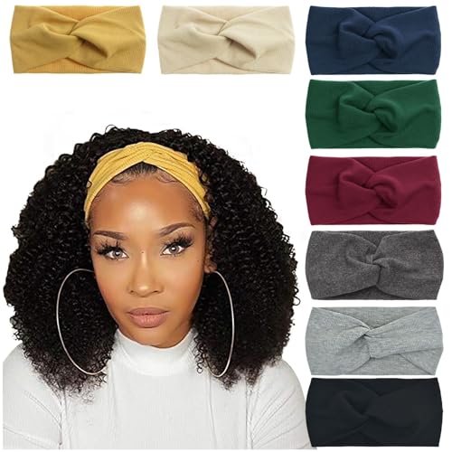 DRESHOW 8 Pack Headbands for Women Yoga Knotted Headbands Elastic Criss Cross Hair Accessories Sports Head Wrap Non Slip - color: 8 Pack Ha