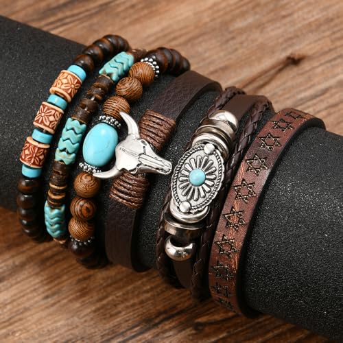 Western Turquoise Beaded Bracelet Stack - Vintage Cowgirl Stretch Set with Bull Skull, Feather & Boot Charms, Handmade Boho Jewelry for Rodeo, Country Concerts & Casual Western Outfits - style: Butterfly
