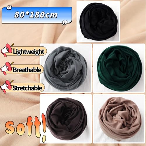 Head Wraps for Black Women, Breathable Headwrap Soft Long Hair Wraps Wide Headscarves for Locs Braids - color: 5pcs-(black,dark Gray,dark Green,camel,brown)