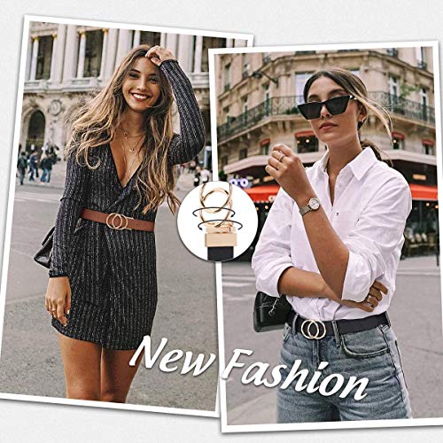 JASGOOD Women Leather Belt,Reversible Belt,Leather Waist Belt for Jeans Dress with Gold Double O Ring Rotate Buckle - color: A-black+brown, size: Length 41":Fit Size 32"-36"