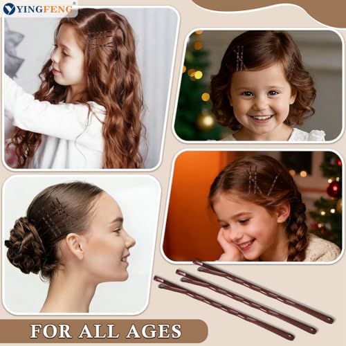 Bobby Pins Brown, 330 Count 2.2 Inch Hair Pins With Cute Box, Premium Bobby Pin For Kids, Girls And Women, Great For All Hair Types - color: Brown(2.2Inch)