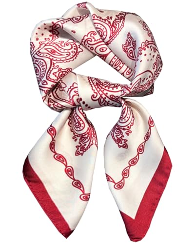Satin Bandana Headscarf for Women Silky Hair Scarves for Fashion Lightweight - color: 27-red and White Dolphins