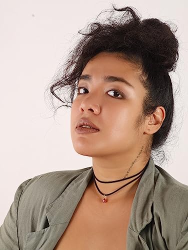 Sacina Layered Black Choker Necklace, Glass Teardrop Chocker, Black Necklace, Gothic Goth Boho Choker, Christmas Jewelry Gift For Women - color: 7