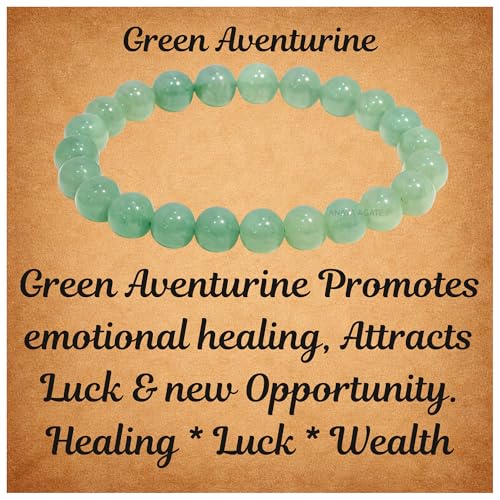 ANAYA AGATE Healing Crystal Bracelet for Women and Men – 8mm Round Beaded Bracelet for Men and Women – Unisex Stretchy Gemstone Bracelet for Healing and Protection - color: Green Aventurine