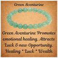 ANAYA AGATE Healing Crystal Bracelet for Women and Men – 8mm Round Beaded Bracelet for Men and Women – Unisex Stretchy Gemstone Bracelet for Healing and Protection - color: Green Aventurine