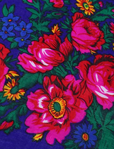 MJ SERECA Acrylic Bandana Printed Hair Scarf Square Ukrainian Head Scarf Floral Babushka Neck Scarf for Women 30"/42"/60" - color: 3 Pack-c 30"