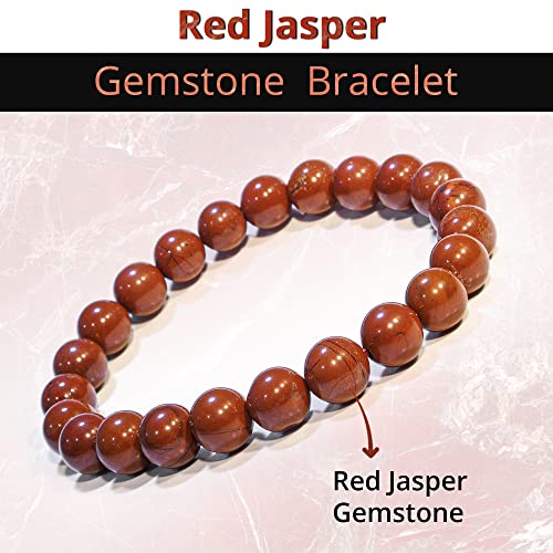 ANAYA AGATE Healing Crystal Bracelet for Women and Men – 8mm Round Beaded Bracelet for Men and Women – Unisex Stretchy Gemstone Bracelet for Healing and Protection - color: Red Jasper