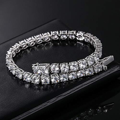 MDFUN 18k White Gold Plated CZ Tennis Bracelet, 4MM Cubic Zirconia Charm Bracelet for Women Men - style: 8.0" tennis bracelet